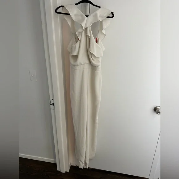 Monique Lhuillier White Jumpsuit-Size 6